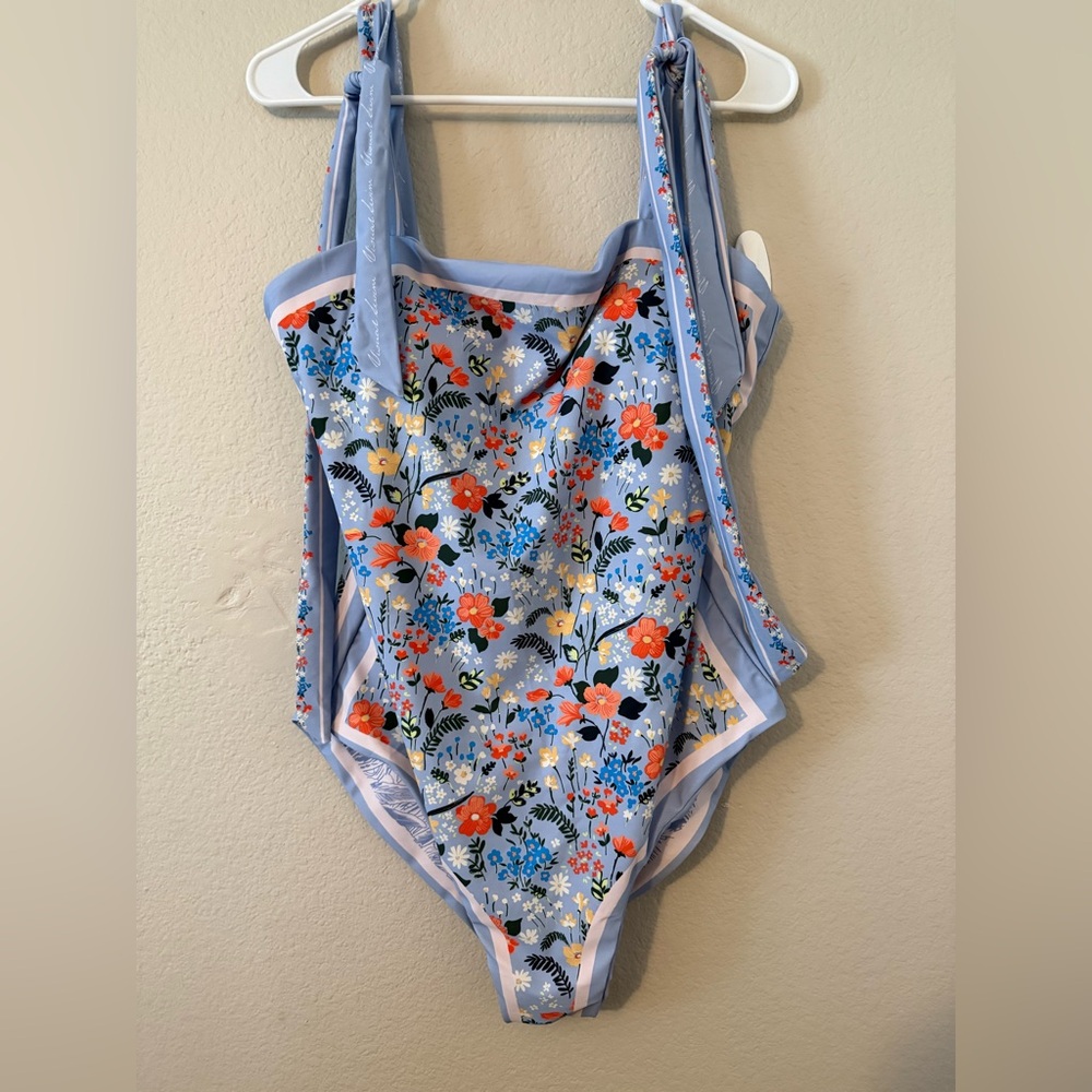 Cupshe Light Blue Floral Girls' One-Piece Swimsuit